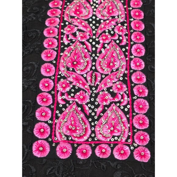 Yasmeen Arif Women's Embroidered Sequins Beaded Lace Sleeve Indian Kurta Dress - Picture 7 of 13